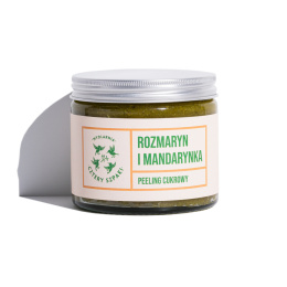 Peeling cukrowy Rozmaryn i Mandarynka – naturalny scrub do ciała o odświeżającym, cytrusowo-ziołowym zapachu.