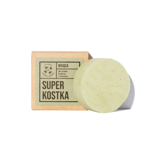 Superkostka myjąca do ciała, twarzy i włosów 75 g – naturalna i uniwersalna formuła zero waste.