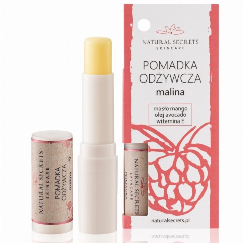 NATURAL SECRETS Pomadka odżywcza z olejem avocado i witaminą E - malina NATURAL SECRETS Pomadka odżywcza z olejem avocado i witaminą E - malina